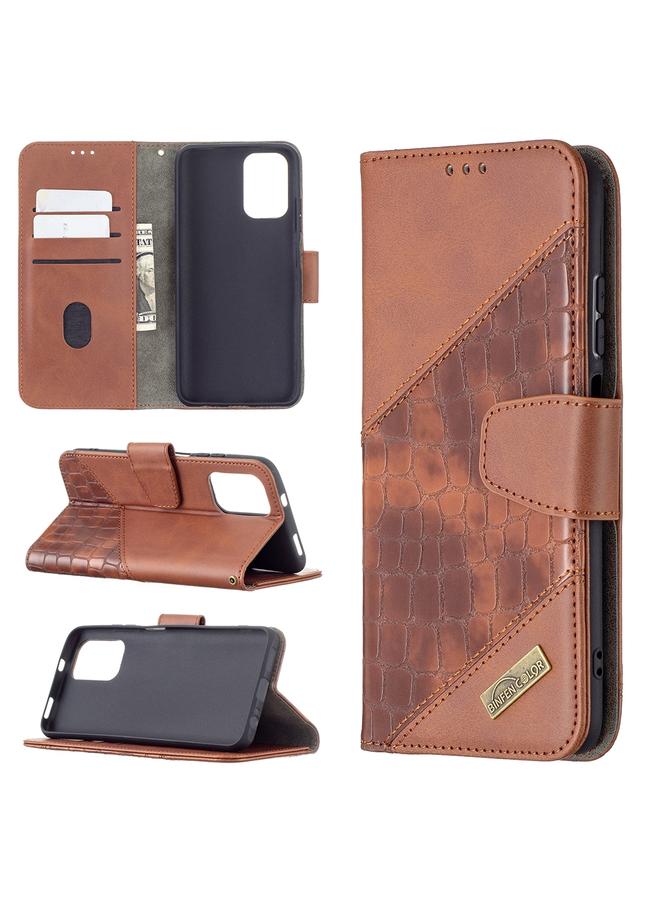 The Bros Case For Xiaomi Redmi Note 10 4G /Note 10s Matching Color Crocodile Texture Horizontal Flip PU Leather Case with Wallet & Holder & Card Slots
