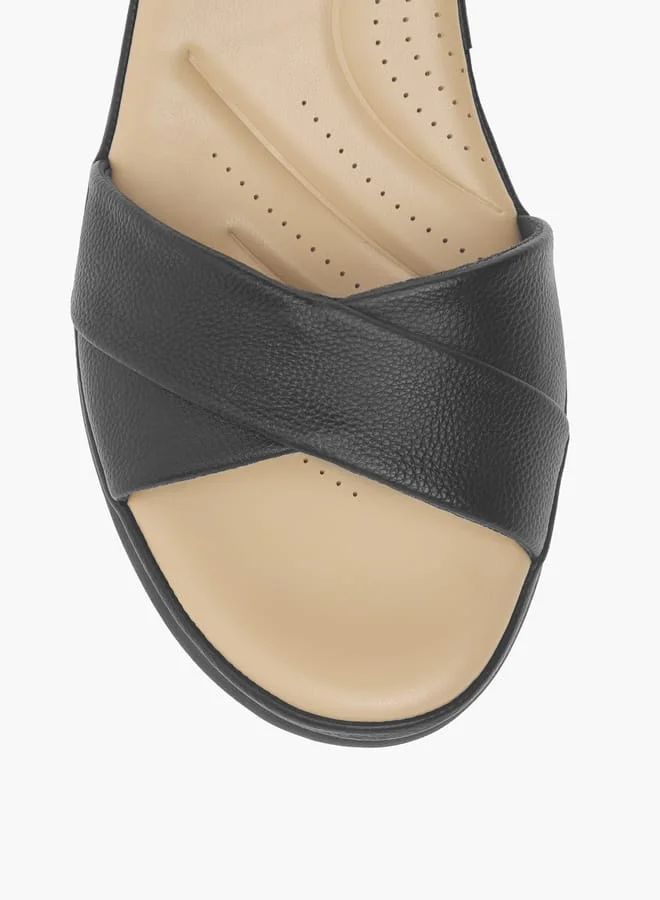 Le Confort Women Solid Block Heel Sandals with Hook and Loop Closure
