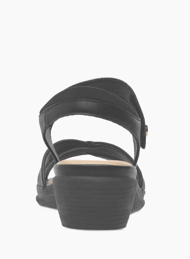 Le Confort Women Solid Block Heel Sandals with Hook and Loop Closure