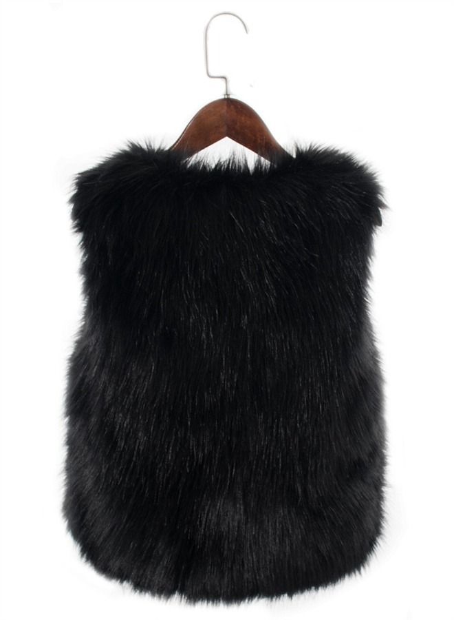 Loquat Women's Imitation Fox Fur Warm Vest Black  - Image 2