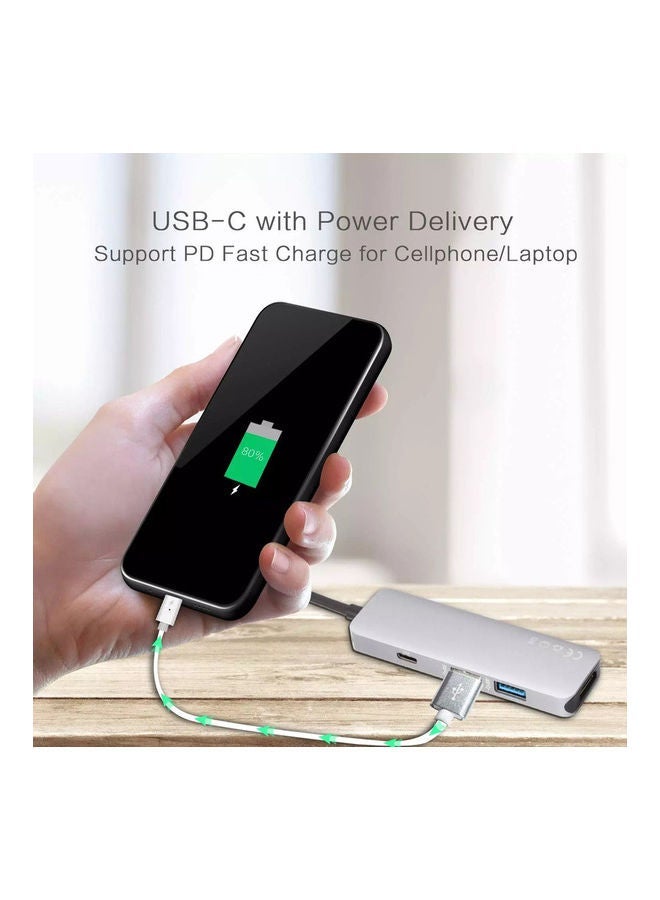 NIBEMINENT 4-In-1 Type-C To 4K HDMI Hub Grey - Image 3