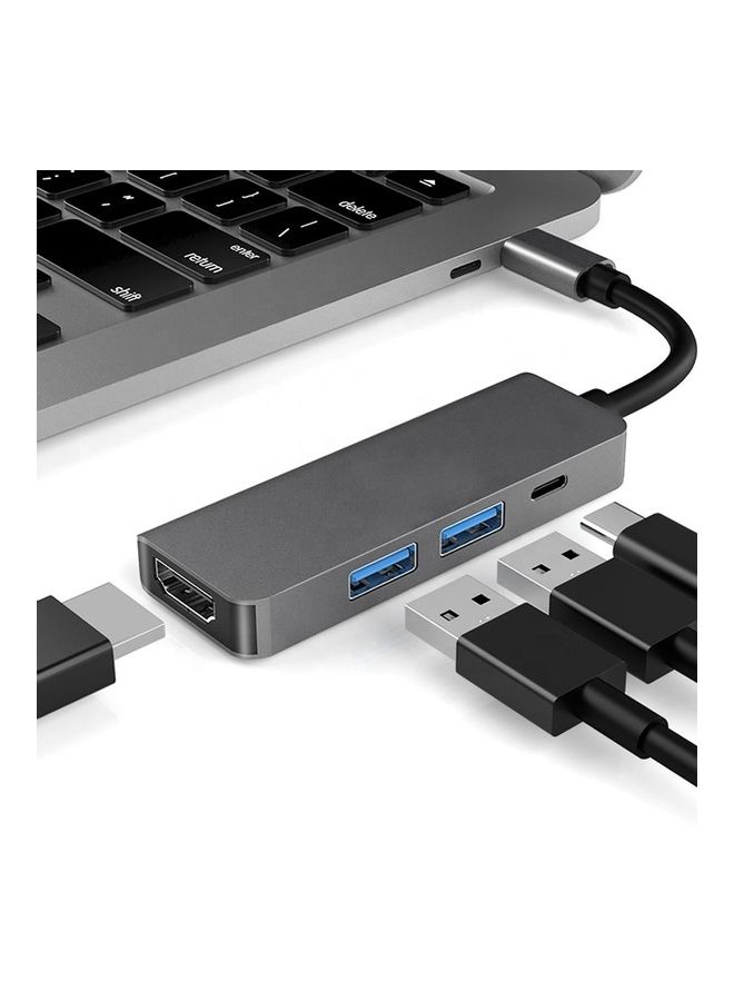 NIBEMINENT 4-In-1 Type-C To 4K HDMI Hub Grey - Image 4