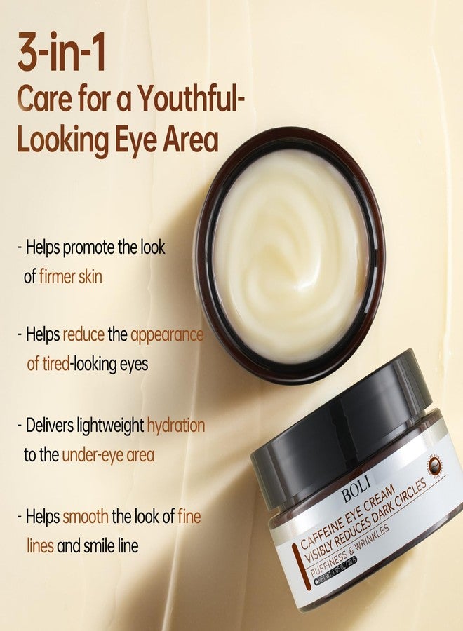 BOLI Caffeine Eye Cream, Under Eye Cream Niacinamide Peptides for Puffy Bags Fine Lines Dark Circles (1.05 oz - Image 2