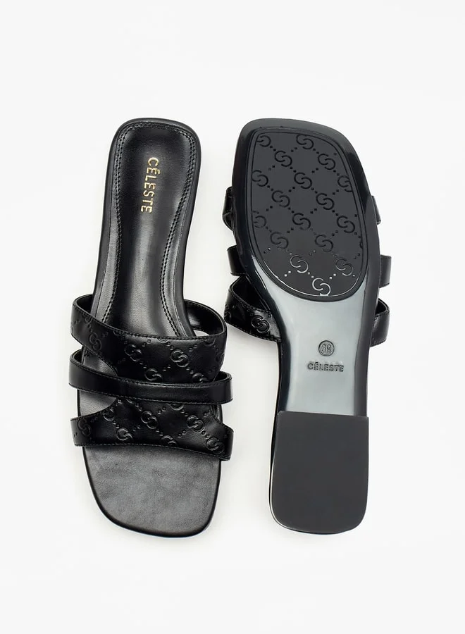 Celeste Women's Monogram Detail Slip-On Flat Sandals