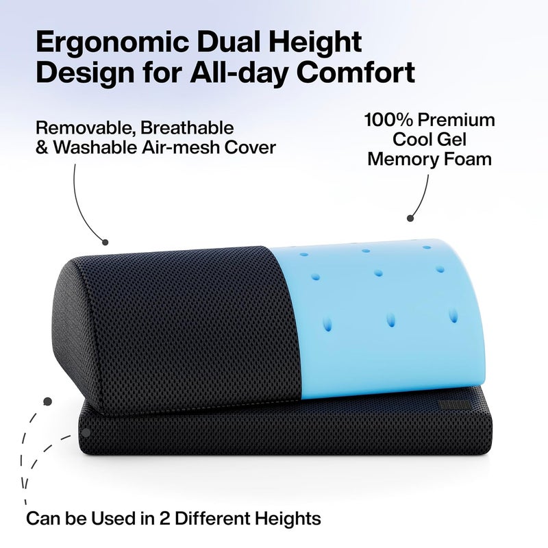 FOVERA Adjustable Under Desk Foot Rest for Office Desk Cool Gel Memory Foam Ergonomic Foot Rest Under Table Pillow for Office Home Washable Cover Mesh Black - Image 5