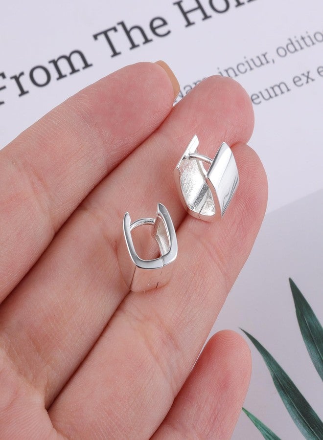 أليكس كرافت أقراط فضية استرلينية مربعة صغيرة مربعة الشكل، أقراط حلقية أنيقة للنساء، عصرية، مضادة للحساسية، أقراط فضية كبيرة الحجم، أقراط حلقية صغيرة بتصميم بسيط - Image 4