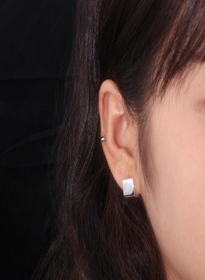أليكس كرافت أقراط فضية استرلينية مربعة صغيرة مربعة الشكل، أقراط حلقية أنيقة للنساء، عصرية، مضادة للحساسية، أقراط فضية كبيرة الحجم، أقراط حلقية صغيرة بتصميم بسيط - Image 3