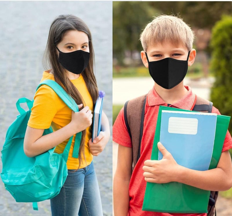 comfso Kids Cloth Face Mask,Black Masks Adjustable Ear Loops,Breathable Face Masks, Cotton Travel Reusable for Petite Women Teens - Image 4