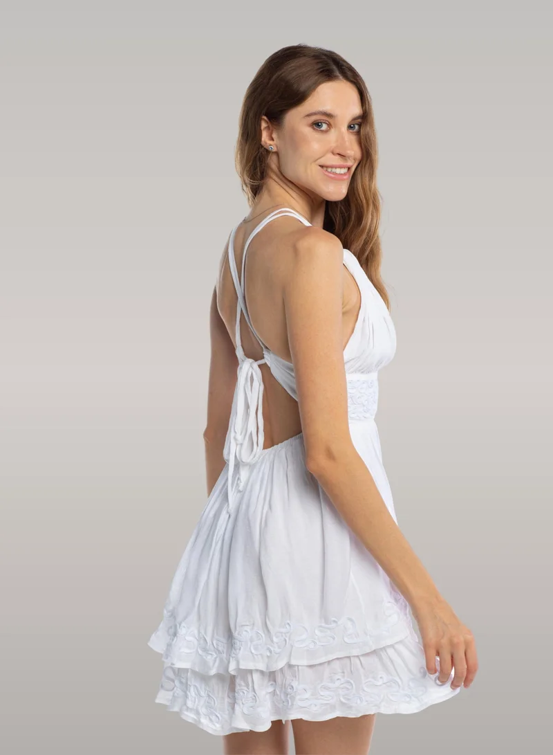 Just Nature Open Back Ruffled Skirt Mini Dress