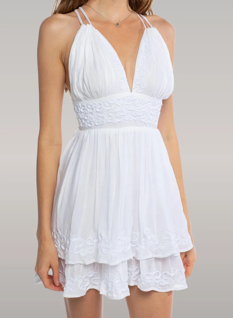 Just Nature Open Back Ruffled Skirt Mini Dress