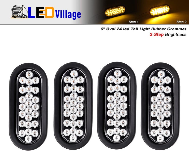 Ledvillage مجموعة LEDVILLAGE من 4 مصابيح بيضاوية محكمة الإغلاق بقطر 6 بوصات وعدسة شفافة باللون الكهرماني مع 24 LED - Image 2