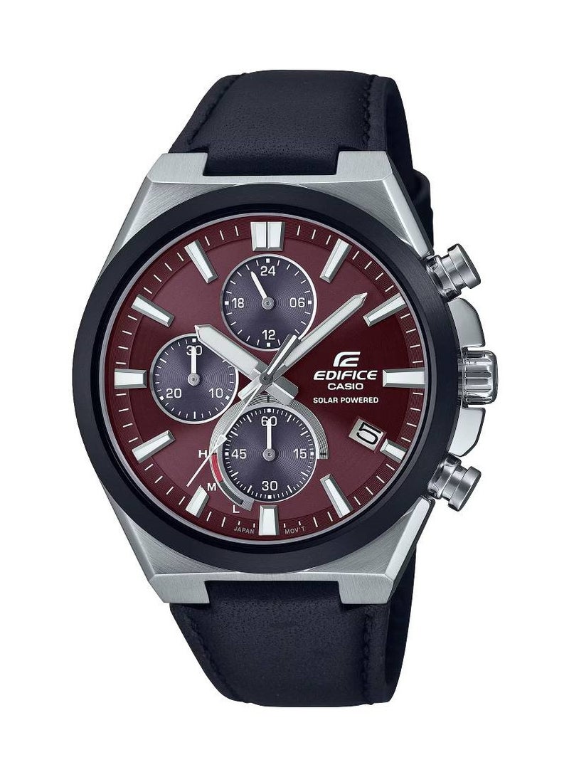Men's Chronograph Round Shape Leather Wrist Watch EQS-950BL-5AVUDF - 44 Mm