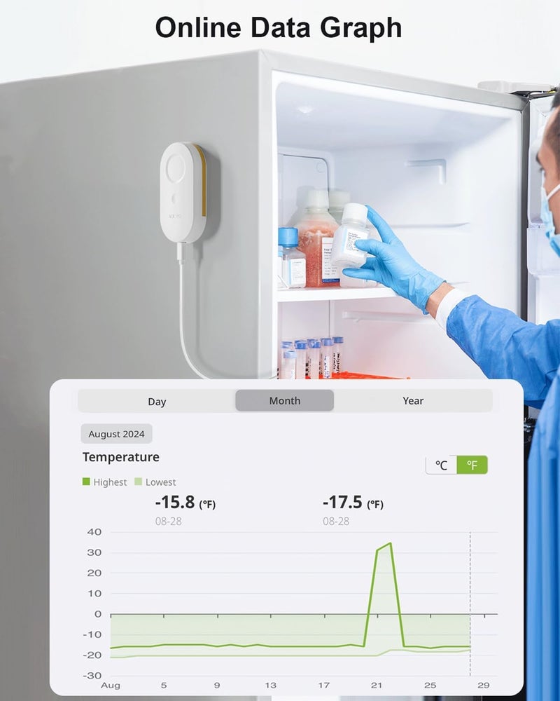 Mocreo MS1 Wireless Thermometer Freezer Alarm, Required Hub (Not Include), Email Alert, App Notification, Data Logging Export, No Subscription Fee, for Refrigerator, Freezer, Hot Tub - Image 3