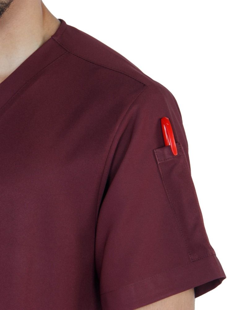 Kenzi medical scrub set for unisex burgundy 1 - Image 3