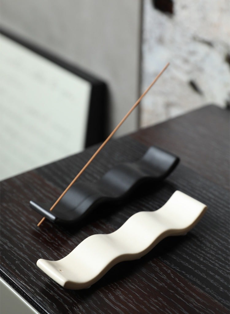 Small Glossy Ceramic Incense Holder – Compact Aromatherapy Stick Holder for Meditation, Yoga, and Home Decor (Ivory)  - Image 3