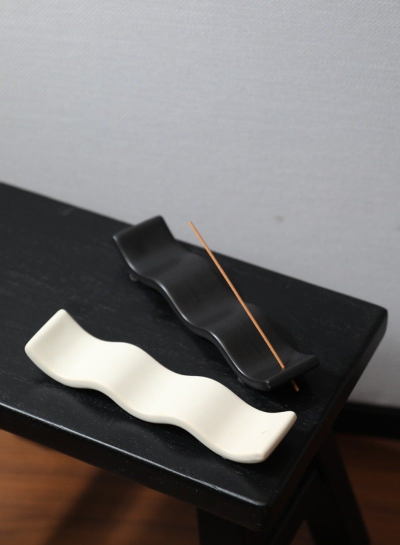 Small Glossy Ceramic Incense Holder – Compact Aromatherapy Stick Holder for Meditation, Yoga, and Home Decor (Ivory)  - Image 4