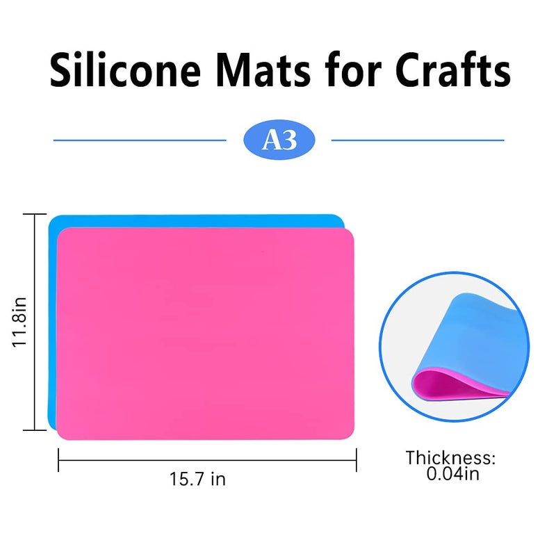 IKOCO Silicone Mat, IKOCO 15.7"x 11.8" Silicone Craft Mat for Playdough A3 Large Art Mat Nonstick Silicone Sheet for Epoxy Resin Jewelry Casting - Image 2