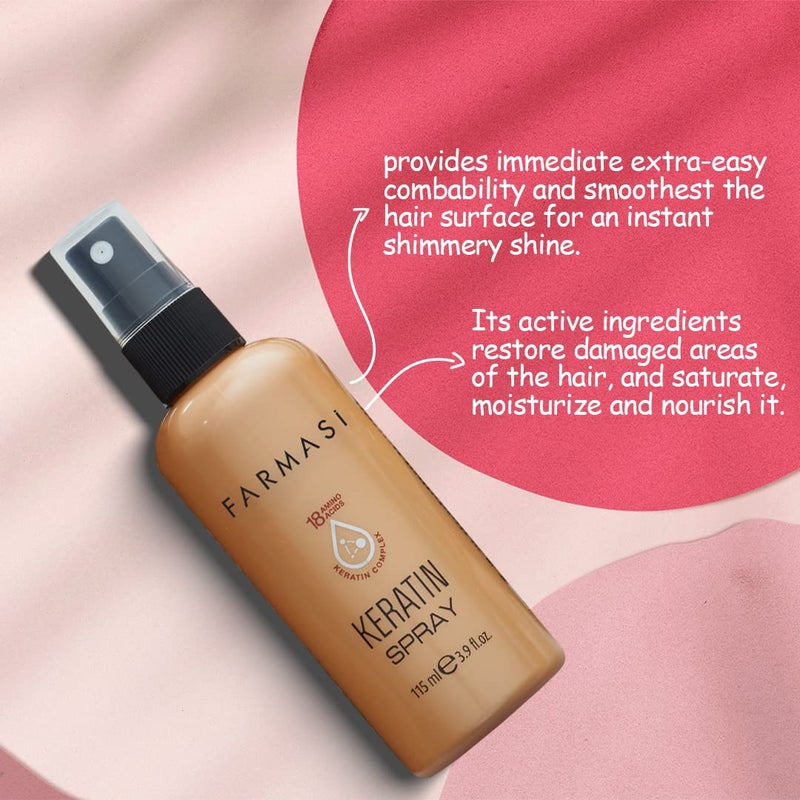 FARMASI Keratin Hair Spray, Thickening Spray for Repair & Shine, Volume, Styling Rejuvinating Formula For Damaged Hair, 3.9 fl. oz - Image 4