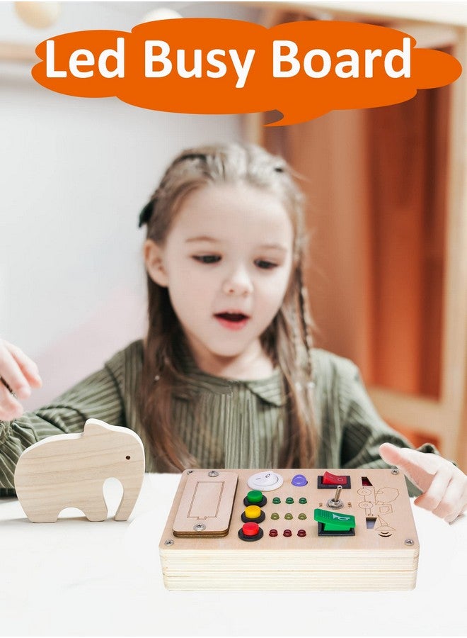 Falecha Busy Board Montessori Toys for 1 Year Old Led Button Push Toys Light Switch Preschool Learning Wooden Sensory for Toddlers 1-3 Baby Gifts Travel Fidget Toy (Vehicle Theme Light Toy) - Image 4