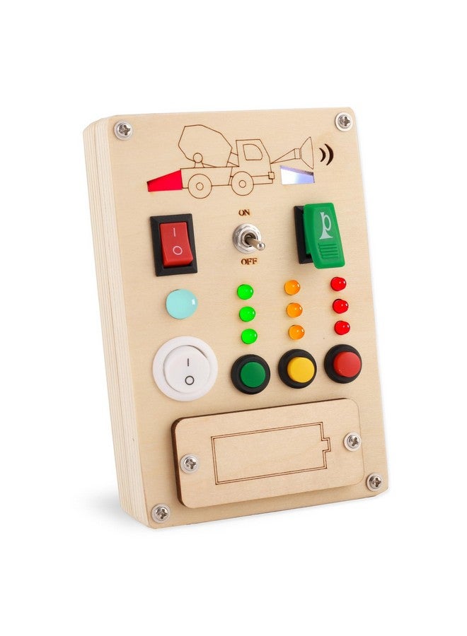 Falecha Busy Board Montessori Toys for 1 Year Old Led Button Push Toys Light Switch Preschool Learning Wooden Sensory for Toddlers 1-3 Baby Gifts Travel Fidget Toy (Vehicle Theme Light Toy) - Image 1