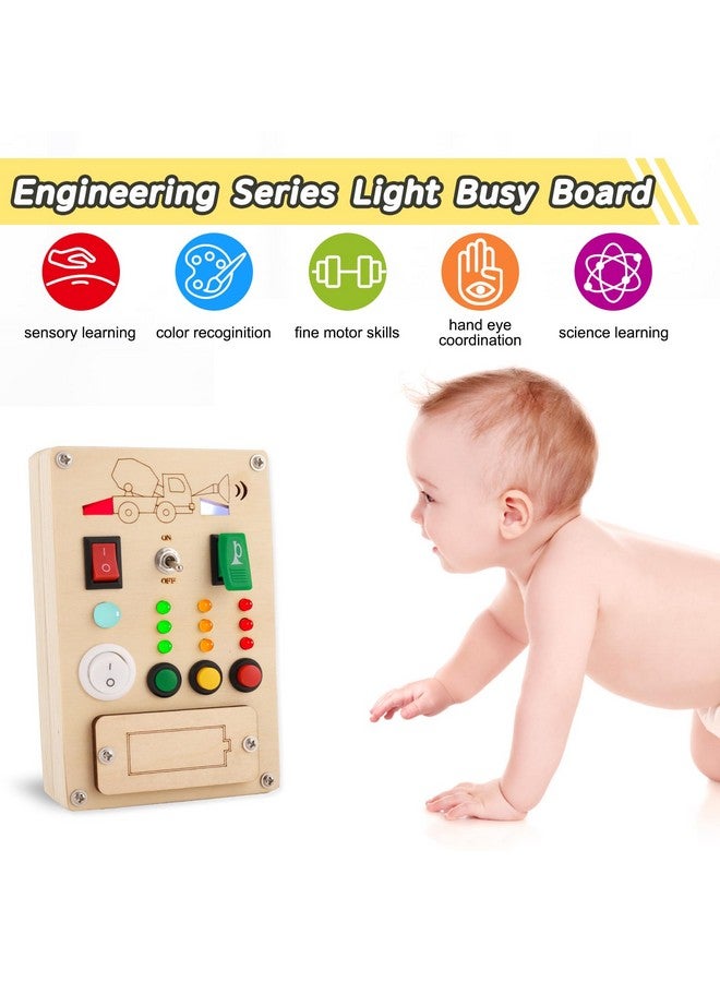 Falecha Busy Board Montessori Toys for 1 Year Old Led Button Push Toys Light Switch Preschool Learning Wooden Sensory for Toddlers 1-3 Baby Gifts Travel Fidget Toy (Vehicle Theme Light Toy) - Image 2
