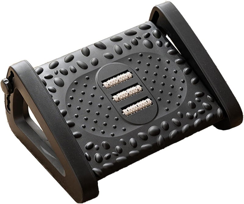 Footrest with Massage Roller Adjustable 6Height Ergonomic Under Desk Foot Rest with Textured Surface for Office Home