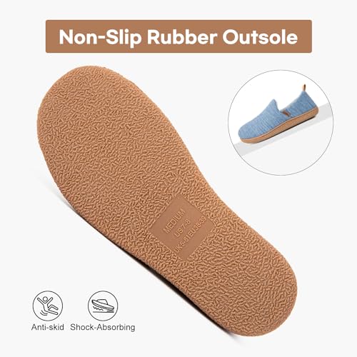 LongBay Women's Memory Foam House Shoes Cozy Brushed Jersey Slippers for Indoor Outdoor Blue, 7-8 - Image 4