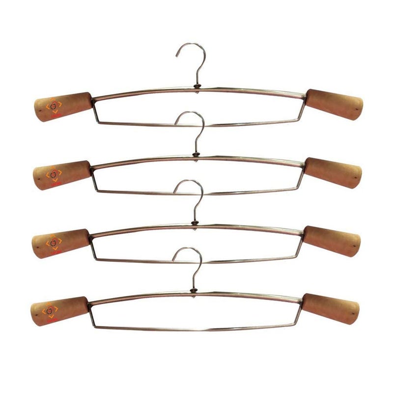 Homenique Homenique Lehenga Hanger Wardrobe Sarees Scarfs Coat Indias First Unique Design Wooden Stainless Steel Hanger 2Adjustable Clips Clip Hangers for Slacks Jeans Shorts Pack of 4 