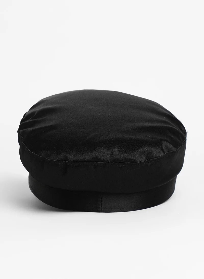 Haute Sauce Chain-Lined Satin Bakerboy Cap - Midnight Black