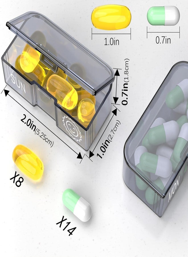 TALVOLC M Pill Organizer 7 Day AM PM, Discreet 2 Times a Day Weekly Pill Box with Double Protection Shell, Large Capacity Portable Vitamin Case for Travel Meds & Medicine Organizer (Silver and Pink) - Image 3