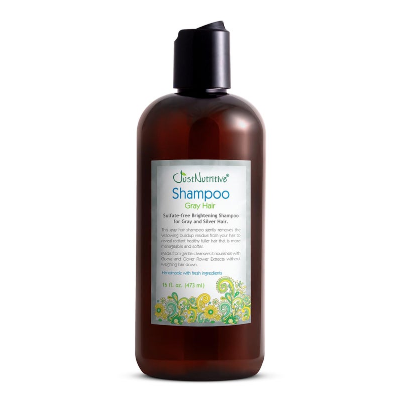 Just Nutritive Gray Hair Shampoo | Gray Hair Treatment | Just Natural Hair Care | Natural Shampoo 16 Oz - Image 1