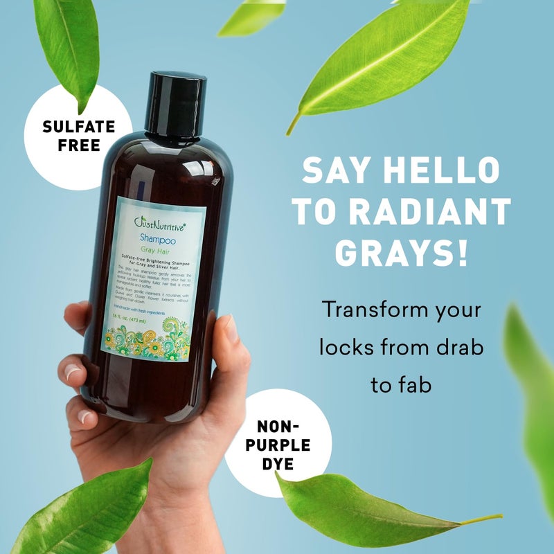 Just Nutritive Gray Hair Shampoo | Gray Hair Treatment | Just Natural Hair Care | Natural Shampoo 16 Oz - Image 4