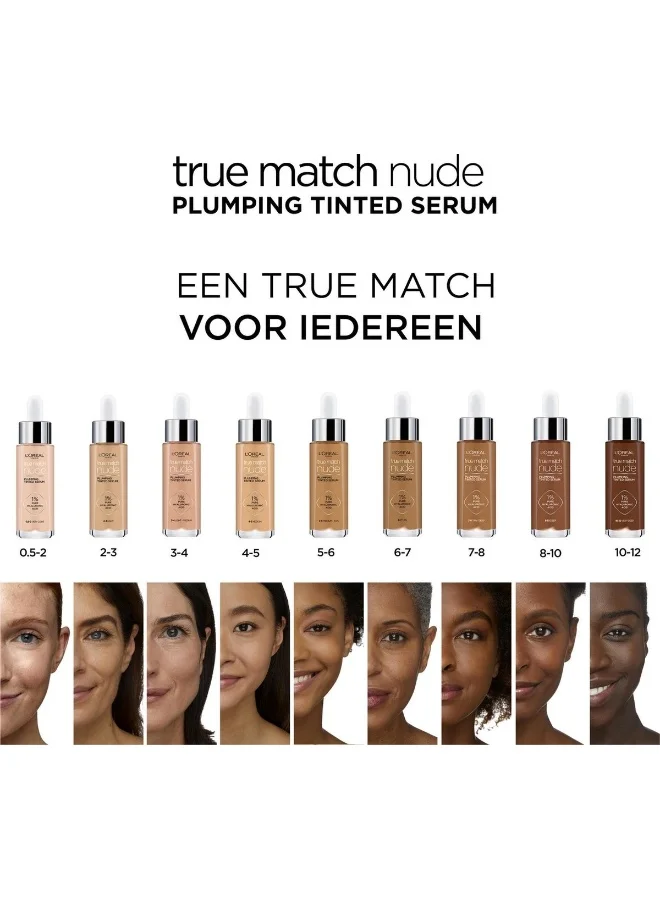L'OREAL PARIS True Match Nude, Plumping Tinted Serum, Shade 6-7, Tan