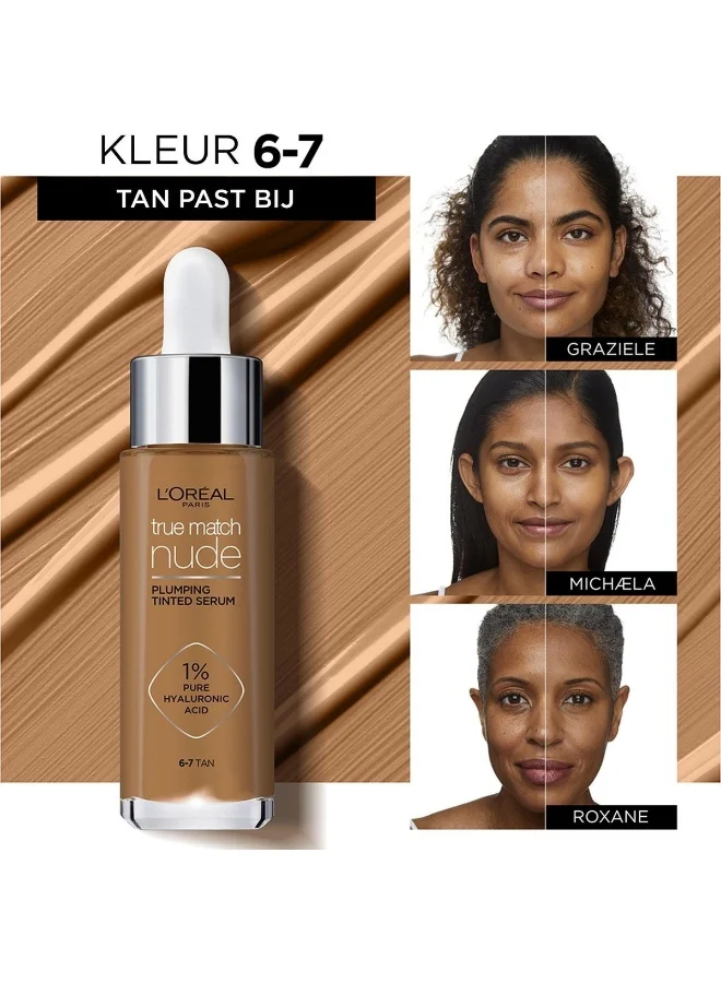 L'OREAL PARIS True Match Nude, Plumping Tinted Serum, Shade 6-7, Tan