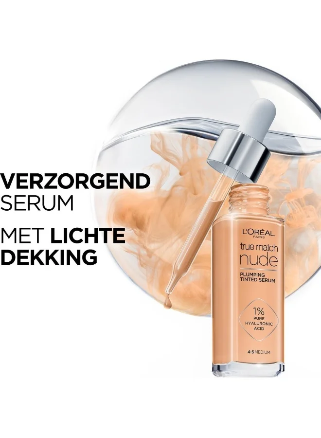 L'OREAL PARIS True Match Nude, Plumping Tinted Serum, Shade 6-7, Tan