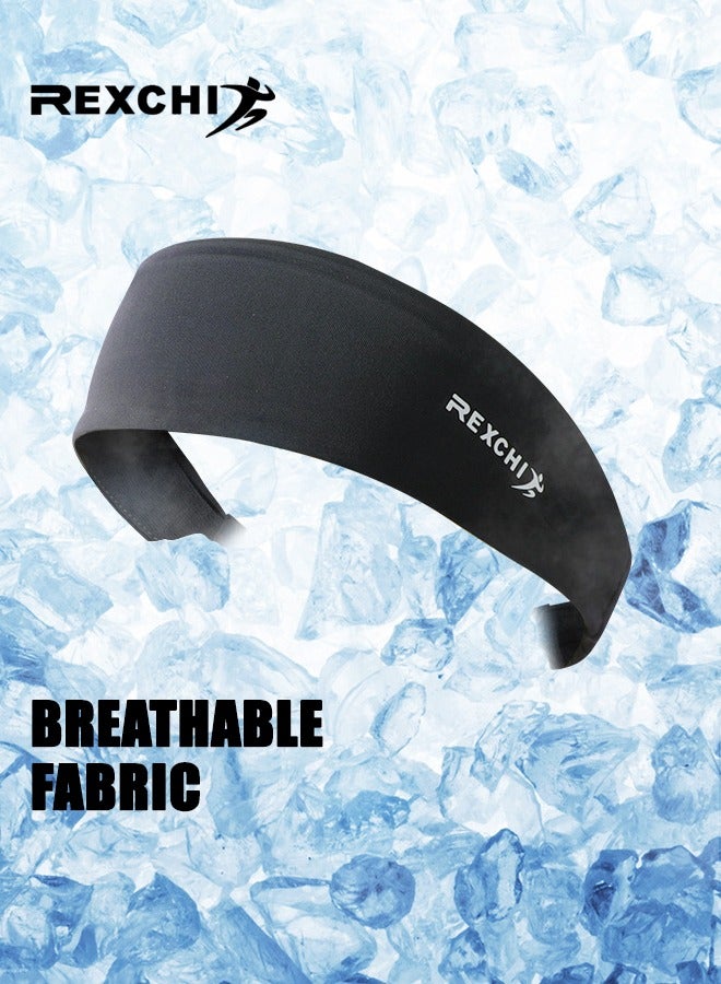REXCHI Sweat Bands Headbands for Men Workout, Fashion Non Slip Stretchy Headband, Moisture Wicking Sweatband for Fitness Exercise, Sports Running, Outdoor Sports Etc, Black - Image 3