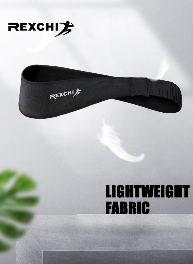 REXCHI Sweat Bands Headbands for Men Workout, Fashion Non Slip Stretchy Headband, Moisture Wicking Sweatband for Fitness Exercise, Sports Running, Outdoor Sports Etc, Black - Image 4