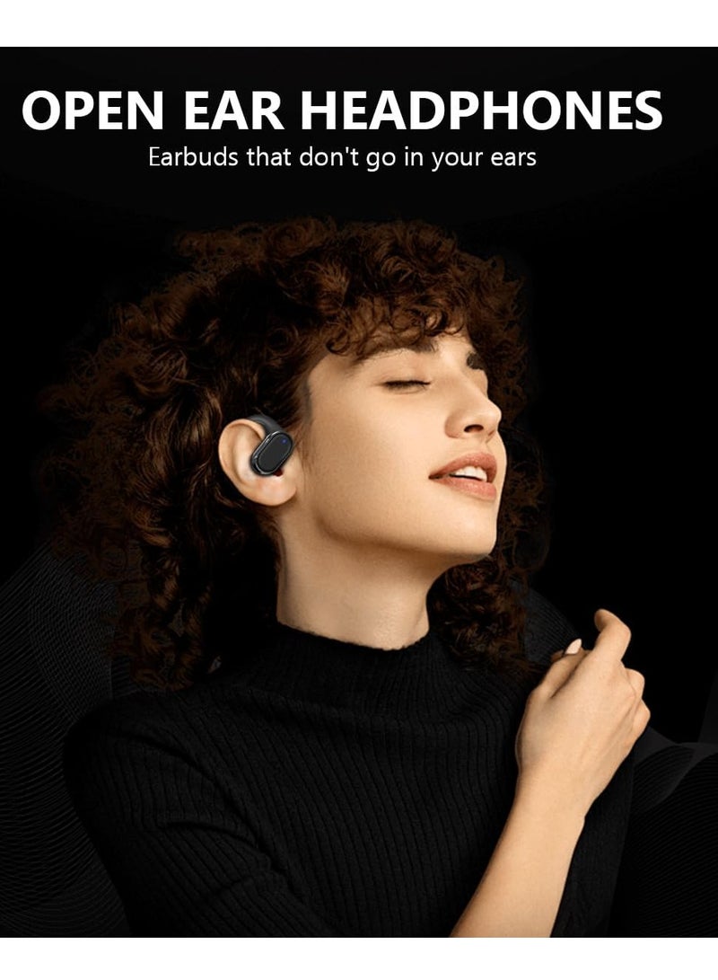 Open Ear Headphones Wireless Earbuds Bluetooth 5.3 Noise Cancelling Earbuds,Wireless Headphones with LED Digital Display 40Hrs Playtime Ear buds,Earphones audifonos inalambricos with Earhooks,Black - Image 4
