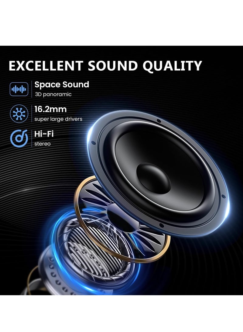 Open Ear Headphones Wireless Earbuds Bluetooth 5.3 Noise Cancelling Earbuds,Wireless Headphones with LED Digital Display 40Hrs Playtime Ear buds,Earphones audifonos inalambricos with Earhooks,Black - Image 2