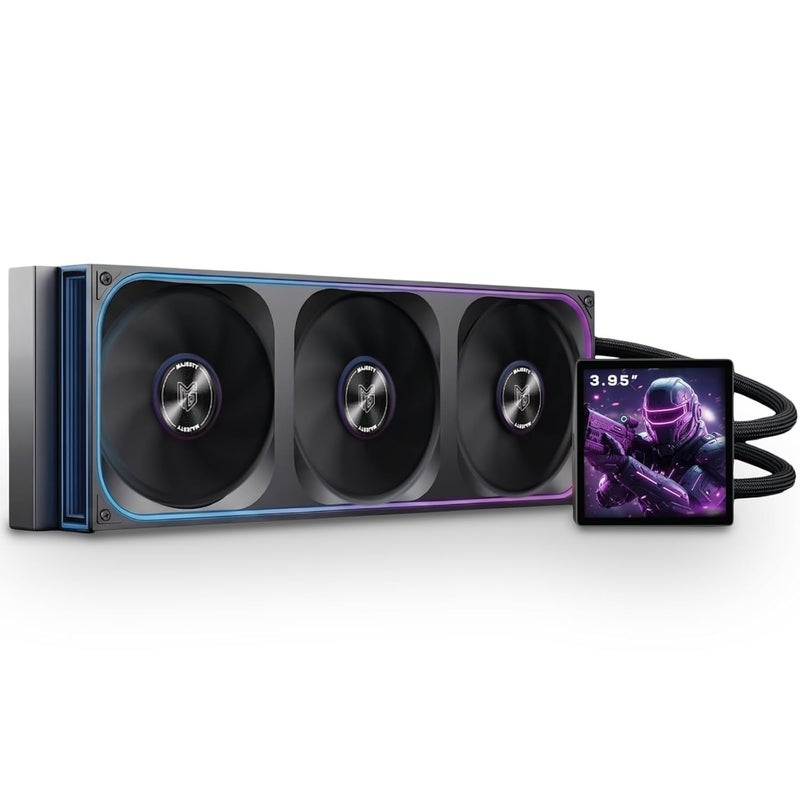 360mm ARGB CPU Water Cooler | Customizable 3.9" IPS Display | Video & Graphics Display | Leak Proof Tubes | ARGB 3x120mm | Intel & AMD Fans | Black - Image 1