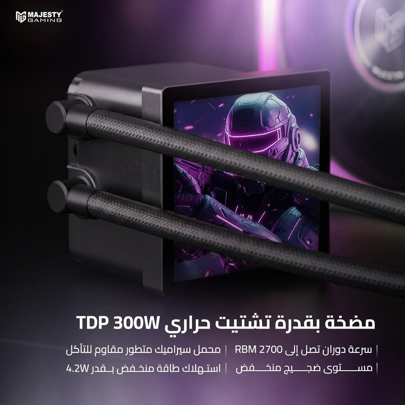 360mm ARGB CPU Water Cooler | Customizable 3.9" IPS Display | Video & Graphics Display | Leak Proof Tubes | ARGB 3x120mm | Intel & AMD Fans | Black - Image 4