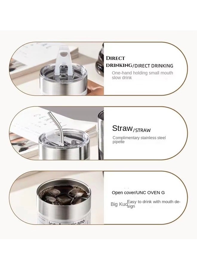 600ML Insulated Stainless Steel Coffee Mug Milk Cup with Straw & Lid Double Wall Vacuum Insulated Travel Mug Camping Mug Stainless Steel Tumbler for Cold  - Image 4