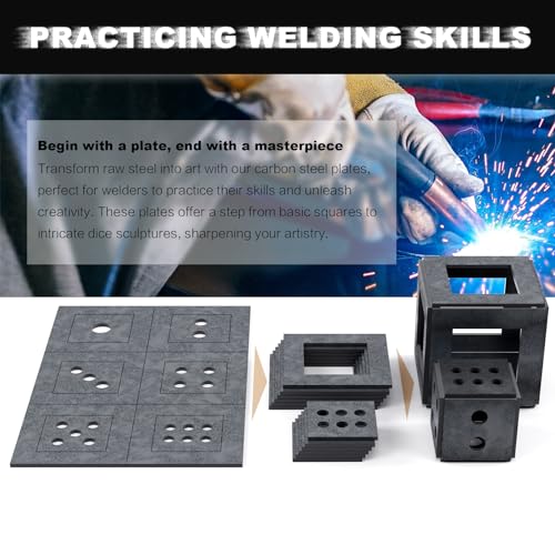 WelderElite 12Piece Welding Coupons 18 Welding Practice Kit 11 Gauge Beginners Welding Mild Steel Sheet Can Be Used to Make 1 Dice and 1 Cube Frame - Image 3
