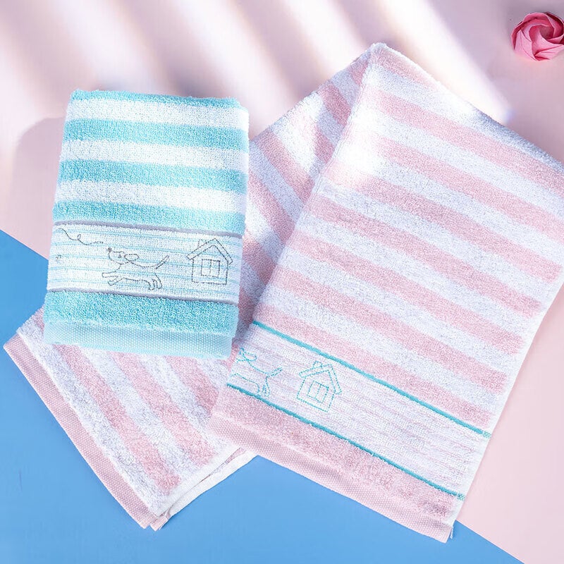 JD Jing Zao KING SHORE Towel And Home Textile, Pure Cotton Class A Baby Soft Face Wash Sports Towel, Two-Pack, Red/blue, 45g/piece - Image 5