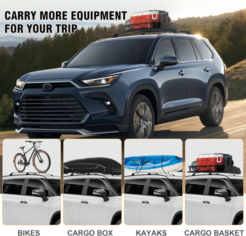 Autekcomma Heavy Duty Black Upgraded Roof Rack Crossbar Compatible for Toyota Grand Highlander Lexus TX 2024up All Grades.Max 260lb Loading Capacity with Metal Lockable Anti -Theft Locking Mechanism - Image 4