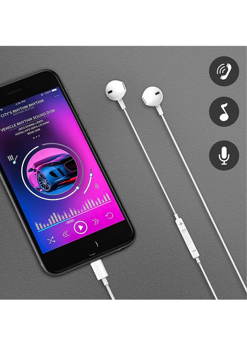 for iPhone 14 pro max Earphones Wired Headphones Built-in Mic&Volume Control & Noise Cancellation In-Ear Earphones Earbuds Compatible for iPhone 11/12/13 Pro/XS Max/8/8plus 7/7plus Support for all iOS