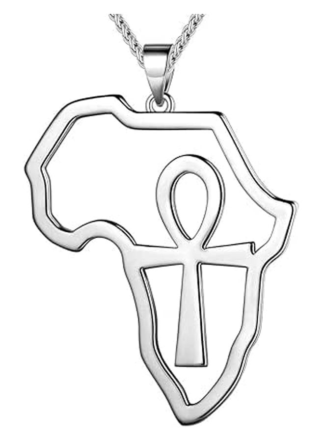 Beautlace Africa Map Necklace/Stud Earrings/Rings Silver/18K Gold/Black Gun Plated Ankh Cross Pendant/Earrings/Ring African Style Jewelry for Men and Women  - Image 1