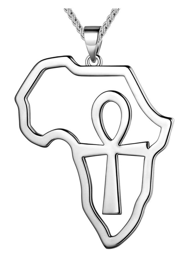 Beautlace Africa Map Necklace/Stud Earrings/Rings Silver/18K Gold/Black Gun Plated Ankh Cross Pendant/Earrings/Ring African Style Jewelry for Men and Women  - Image 4