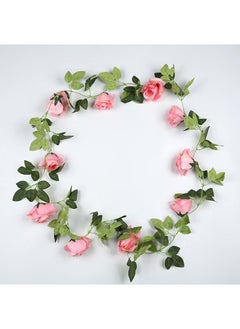 Generic 1 x 5 pcs Large 10-Head Rose Artificial Vine Garland Dark pink 