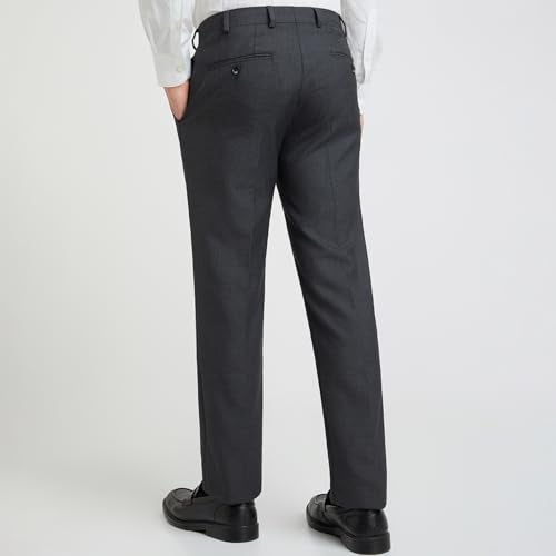 Raymond Men's Slim Fit Solid Pattern Poly Viscose Blend Flat Front Formal Mid Rise Trouser (Size: 32)-RMTS04720-G8 Dark Grey - Image 4